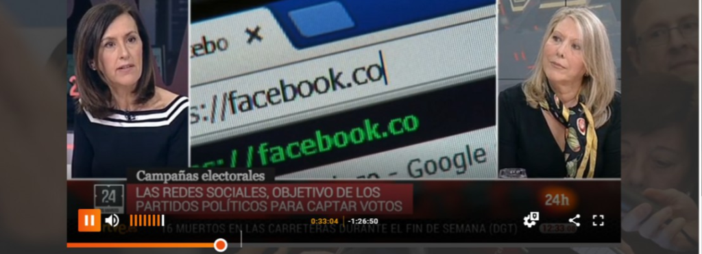 Prof. Nora Lado en TVE (24h) reflexiona sobre Marketing político en redes sociales